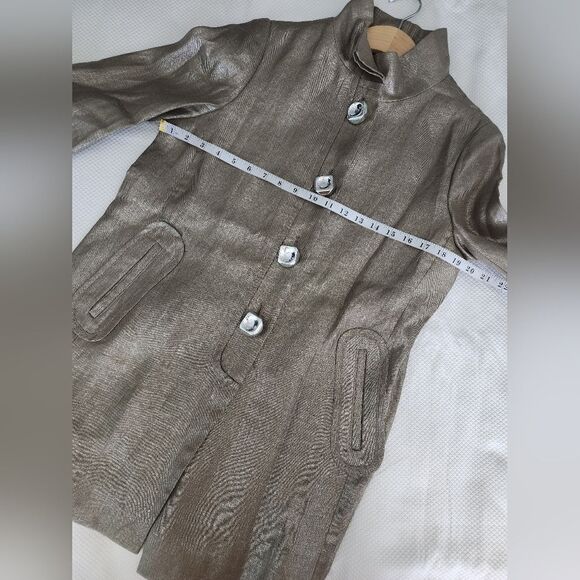 Per Se Ramie tunic style blazer jacket front oversize buttons NWOT 3/4 sleeve - Picture 3 of 8